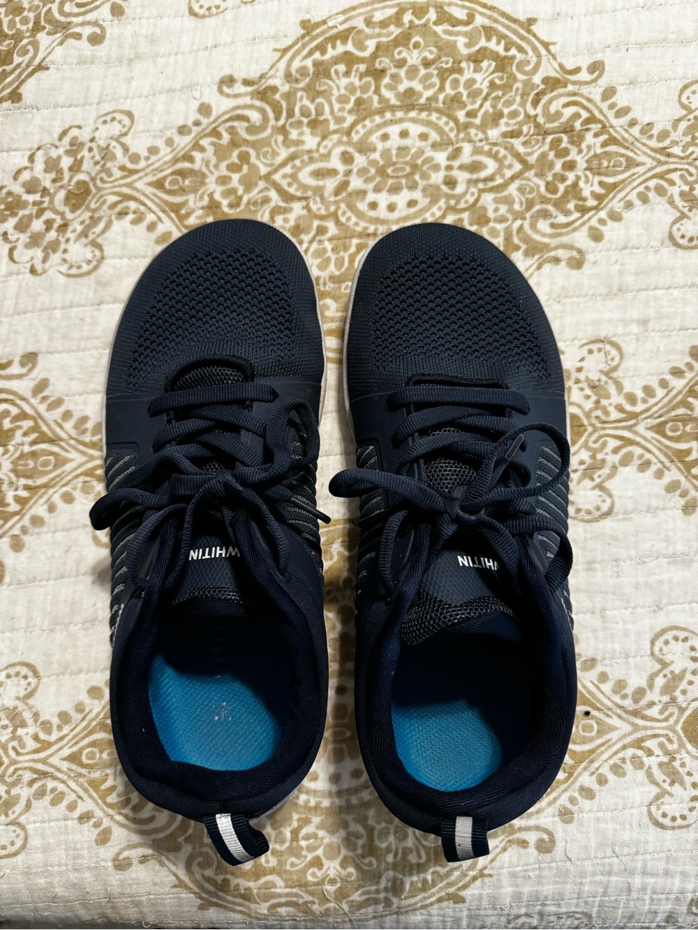 WHITIN Navy Knit Athletic Sneakers with Blue Insole